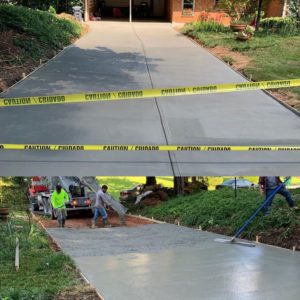 Concrete poured in residential driveway